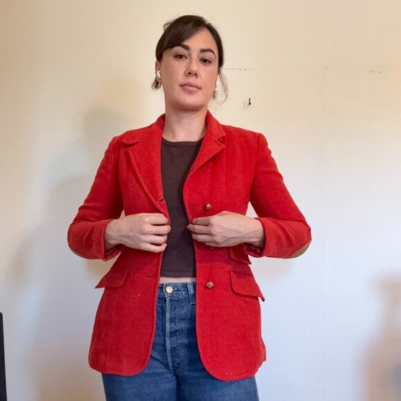Vintage Red Wool Blazer Jacket - Saks Fifth Avenue (US 4/6) - Picture 2 of 7